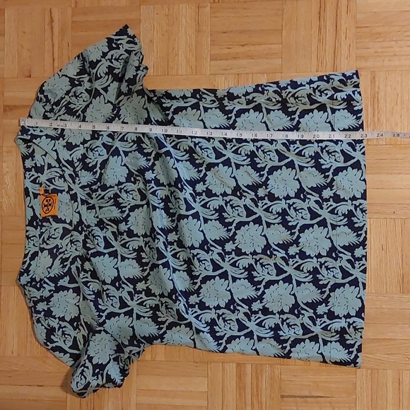 Tory Burch Navy and Teal Floral Blouse - Picture 5 of 6